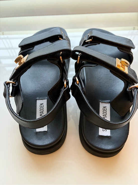 Steve Madden Shoes - Steve Madden Black Platform Sandals with Gold Accents